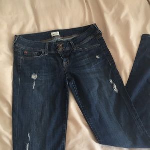 Hudson low-rise straight-legged distressed jeans